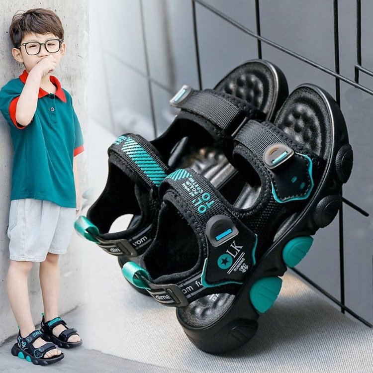 Muške sportske sandale za plažu s prugastim uzorkom, gornji dio od umjetne kože, zatvarač na Velcro, gumena podplat