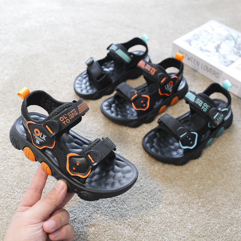 Muške sportske sandale za plažu s prugastim uzorkom, gornji dio od umjetne kože, zatvarač na Velcro, gumena podplat