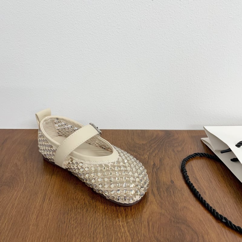 Mergaitei princesių sandalai su Velcro užsegimu, PU viršus, guma padas, perforuotas tinklelio dizainas ir kristalų dekoracijos