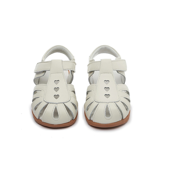 Unisex vaikų sandalai iš natūralios odos, Velcro užsegimas, išpjautas pirštų prieky, kvėpuojanti EVA įdėklas