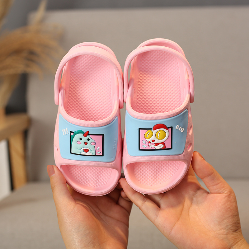 Dinozauro vaikiški sandalai vasarai, neslidūs viduje ir lauke, kvėpuojantys ir greitai džiūstantys (viršus EVA, pada EVA, greitas džiūvimas, cartoon modelis)