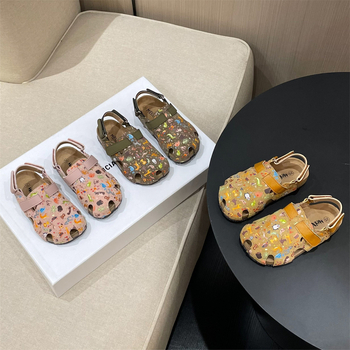 Birkenstock детски сандали унисекс, горна част кравешки велур nubuck, възраст 1–6 г., мультяшен стил, лято 2024