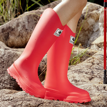 Ženske čizme za kišu, visok tubus, PVC gornji dio, sladko akademski stil, niski pet 1–3 cm