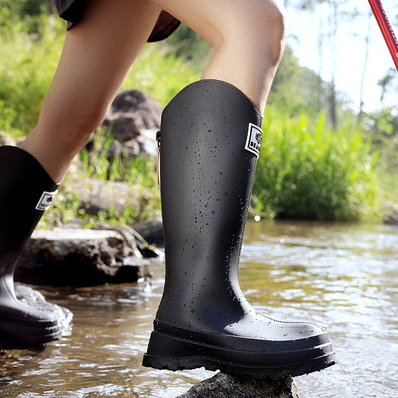 Ženske čizme za kišu, visok tubus, PVC gornji dio, sladko akademski stil, niski pet 1–3 cm