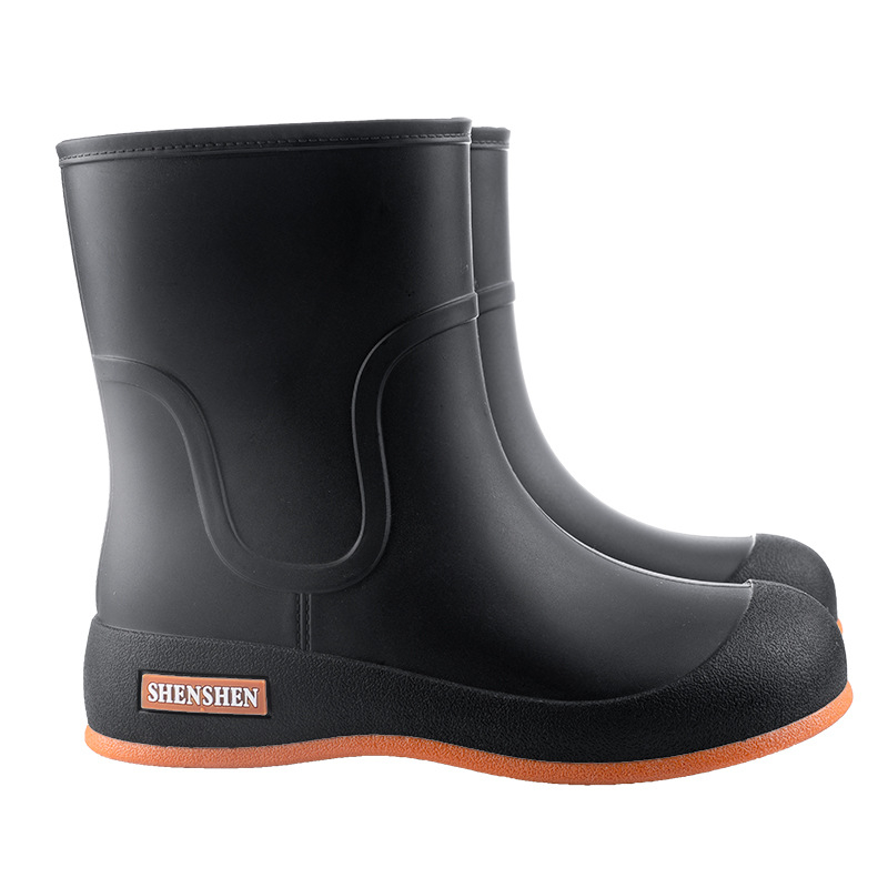 Ženske PVC kišne čizme, niski tubus, jednobojne, za četiri sezone, niska peta 1–3 cm