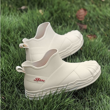 Ghete de ploaie pentru femei, partea superioară din PVC, design cu tub scurt, pentru adulți