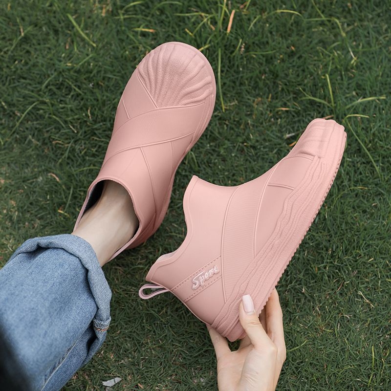 Ghete de ploaie pentru femei, partea superioară din PVC, design cu tub scurt, pentru adulți