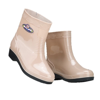 Cizme de ploaie din PVC pentru femei, înălțime medie a tubului, impermeabile și antiderapante, toc plat