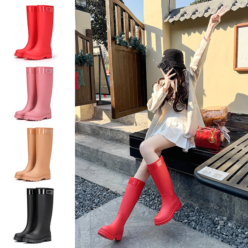 Ženske PVC čizme za kišu, visok vrat, niska potpetica 1–3 cm, za sve sezone