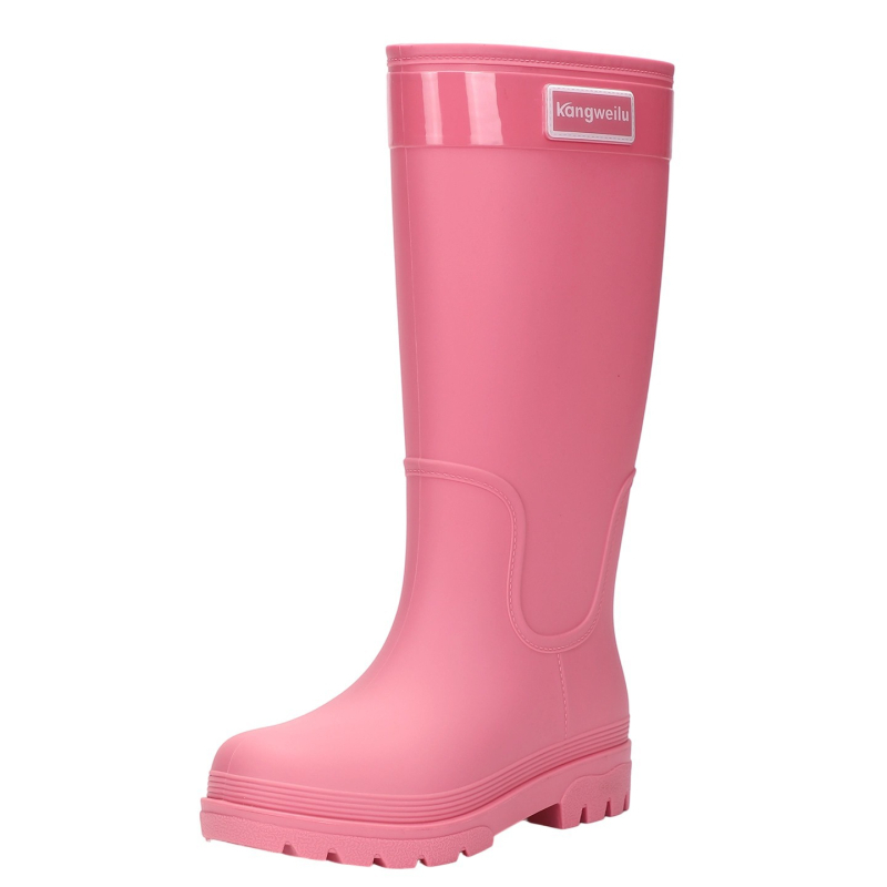 Ženske PVC čizme za kišu, visoki porub, debela potplata, niski pet (1–3 cm), jednobojne