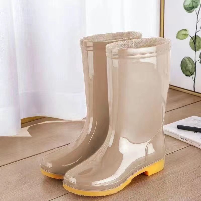 Cizme de ploaie pentru femei, înălțime peste gleznă, partea superioară din bumbac gros, impermeabile