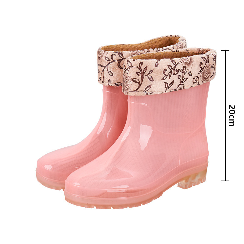 Cizme scurte de ploaie pentru femei, impermeabile, antiderapante, rezistente la uzură, partea superioară din PVC, toc mic 1-3 cm