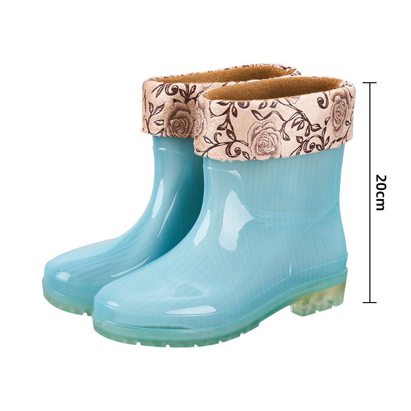 Cizme scurte de ploaie pentru femei, impermeabile, antiderapante, rezistente la uzură, partea superioară din PVC, toc mic 1-3 cm