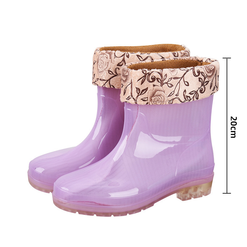 Cizme scurte de ploaie pentru femei, impermeabile, antiderapante, rezistente la uzură, partea superioară din PVC, toc mic 1-3 cm