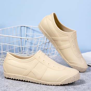 Cizme de ploaie pentru femei, din cauciuc, talie joasă, impermeabile, ușoare, antiderapante, partea superioară din PVC