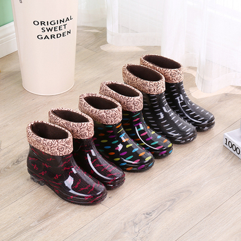 Ghete de ploaie pentru femei din PVC, impermeabile, toc mic 1–3 cm, gleznă scurtă, pentru sezon ploios