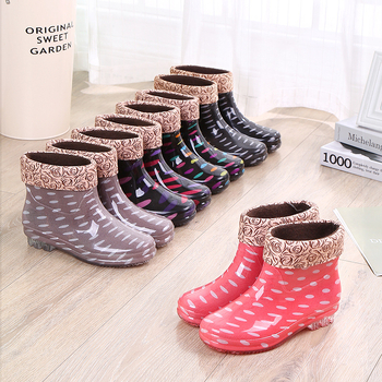 Ghete de ploaie pentru femei din PVC, impermeabile, toc mic 1–3 cm, gleznă scurtă, pentru sezon ploios