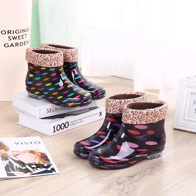 Ghete de ploaie pentru femei din PVC, impermeabile, toc mic 1–3 cm, gleznă scurtă, pentru sezon ploios