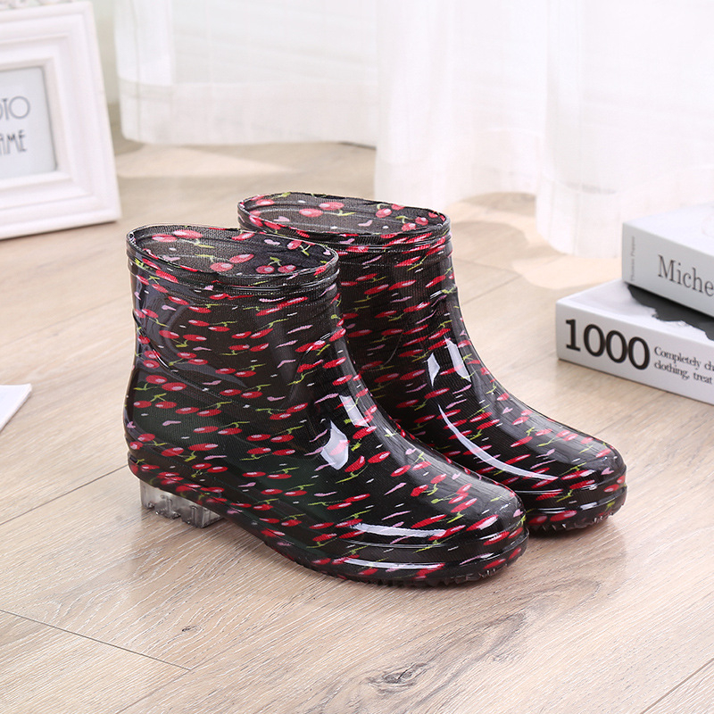 Ghete de ploaie pentru femei din PVC, impermeabile, toc mic 1–3 cm, gleznă scurtă, pentru sezon ploios
