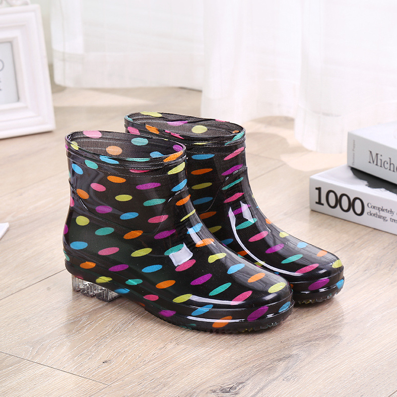 Ghete de ploaie pentru femei din PVC, impermeabile, toc mic 1–3 cm, gleznă scurtă, pentru sezon ploios