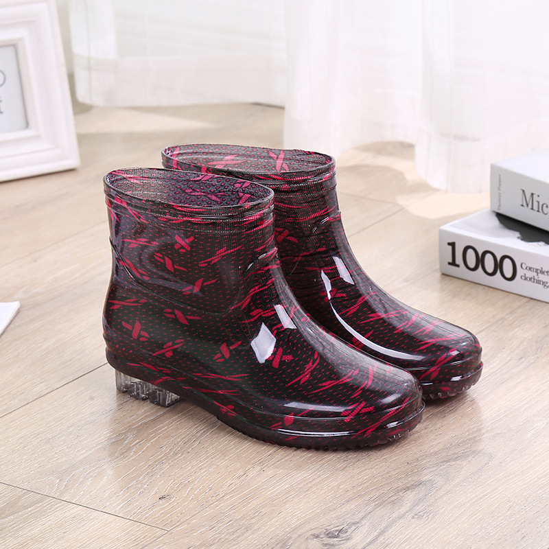 Ghete de ploaie pentru femei din PVC, impermeabile, toc mic 1–3 cm, gleznă scurtă, pentru sezon ploios