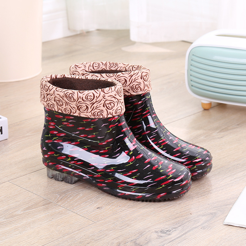 Ghete de ploaie pentru femei din PVC, impermeabile, toc mic 1–3 cm, gleznă scurtă, pentru sezon ploios