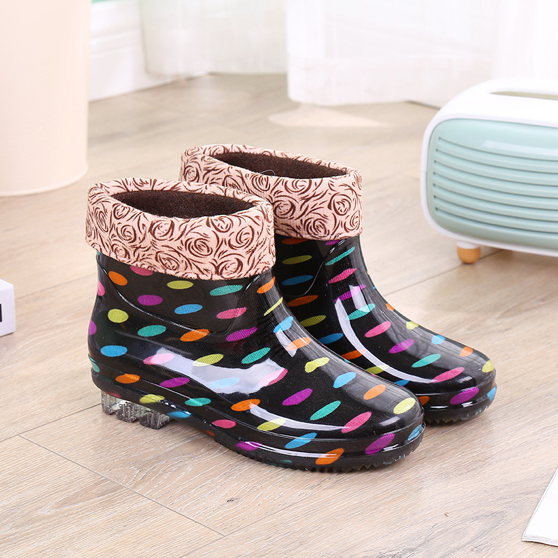 Ghete de ploaie pentru femei din PVC, impermeabile, toc mic 1–3 cm, gleznă scurtă, pentru sezon ploios