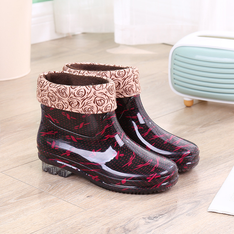 Ghete de ploaie pentru femei din PVC, impermeabile, toc mic 1–3 cm, gleznă scurtă, pentru sezon ploios