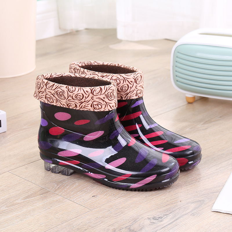 Ghete de ploaie pentru femei din PVC, impermeabile, toc mic 1–3 cm, gleznă scurtă, pentru sezon ploios