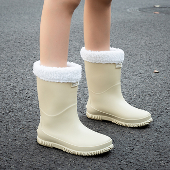 Ženske kišne čizme od PVC-a, vodootporne i protuklizne, srednje visine oko 25 cm, bez vezivanja, Slip-on