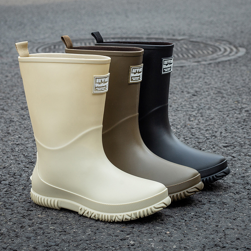 Ženske kišne čizme od PVC-a, vodootporne i protuklizne, srednje visine oko 25 cm, bez vezivanja, Slip-on
