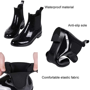 Shantuo Ženske kišne čizme, PVC gornji dio, niski shaft, srednja petica 3-5 cm, jednostavan jednobojni dizajn