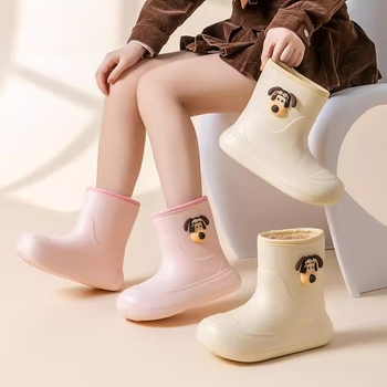 Cizme de ploaie pentru femei din EVA, până la gambă, design îngroșat, toc mediu 3-5 cm, stil Cartoon Paradise