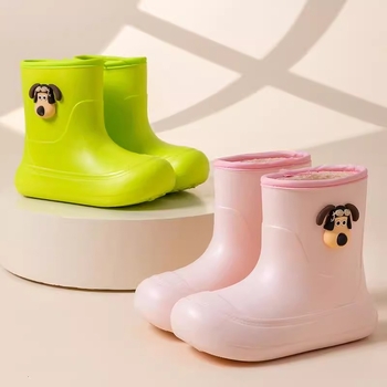 Cizme de ploaie pentru femei din EVA, până la gambă, design îngroșat, toc mediu 3-5 cm, stil Cartoon Paradise