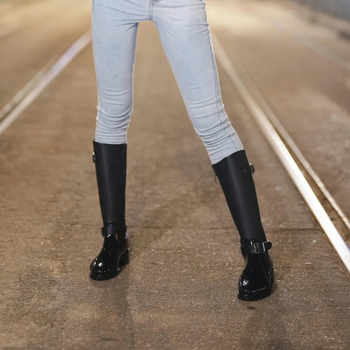 Cizme de ploaie pentru femei, înalte, PVC impermeabil, talpă plată, patru sezoane