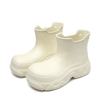 Ghete de ploaie pentru femei, talpă groasă, impermeabile și antiderapante, partea superioară EVA, design slip-on, 3–5 cm toc, pentru purtare zilnică