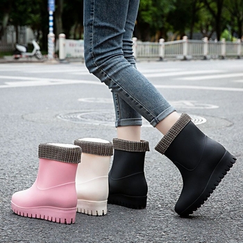 Cizme de ploaie din PVC pentru femei, înălțime medie a gambelor, adultă