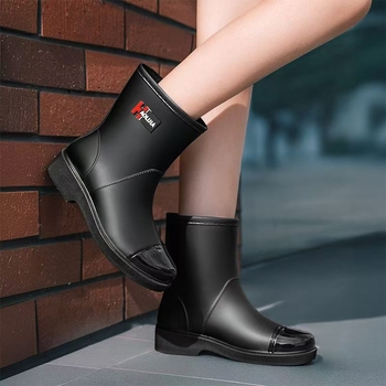 Ghete de ploaie pentru femei din EVA, partea superioară EVA, înălțimea medie a tibiei, talpă din cauciuc antiderapant, toc plat, turnate dintr-o singură piesă, pentru purtare zilnică în exterior