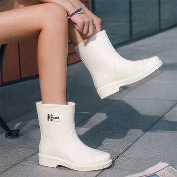Ghete de ploaie pentru femei din EVA, partea superioară EVA, înălțimea medie a tibiei, talpă din cauciuc antiderapant, toc plat, turnate dintr-o singură piesă, pentru purtare zilnică în exterior