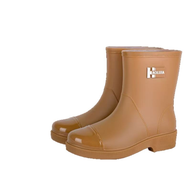 Ghete de ploaie pentru femei din EVA, partea superioară EVA, înălțimea medie a tibiei, talpă din cauciuc antiderapant, toc plat, turnate dintr-o singură piesă, pentru purtare zilnică în exterior