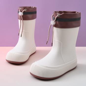 Beihan Cizme de ploaie din EVA pentru femei, până la gambe, fără șireturi, antiderapante, patru sezoane