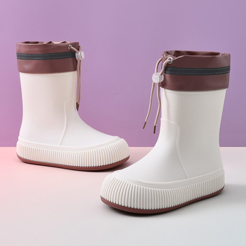 Beihan Cizme de ploaie din EVA pentru femei, până la gambe, fără șireturi, antiderapante, patru sezoane