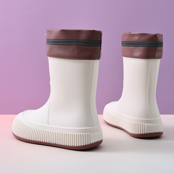 Beihan Cizme de ploaie din EVA pentru femei, până la gambe, fără șireturi, antiderapante, patru sezoane