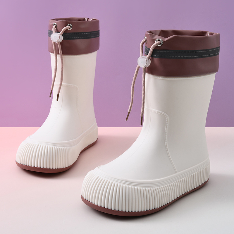 Beihan Cizme de ploaie din EVA pentru femei, până la gambe, fără șireturi, antiderapante, patru sezoane