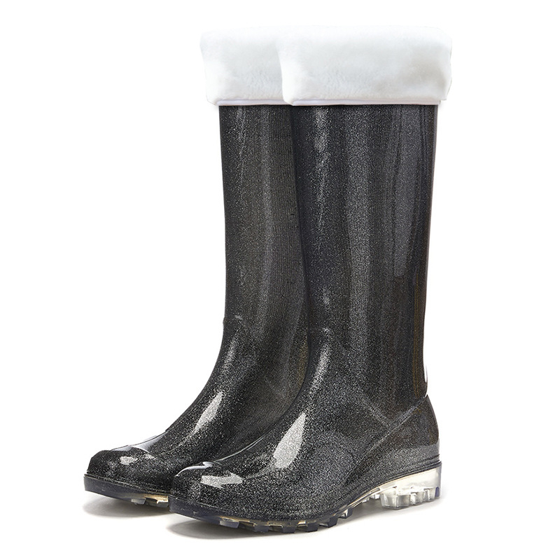 Ženske visoke PVC čizme za kišu, blok uzorak, slip-on, niski pet 1–3 cm, vodootporne, za sva godišnja doba