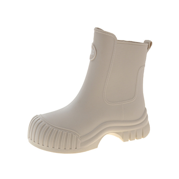 Cizme de ploaie pentru femei, înălțime medie, impermeabile, căptușite cu fleece, toc mic, PVC partea superioară
