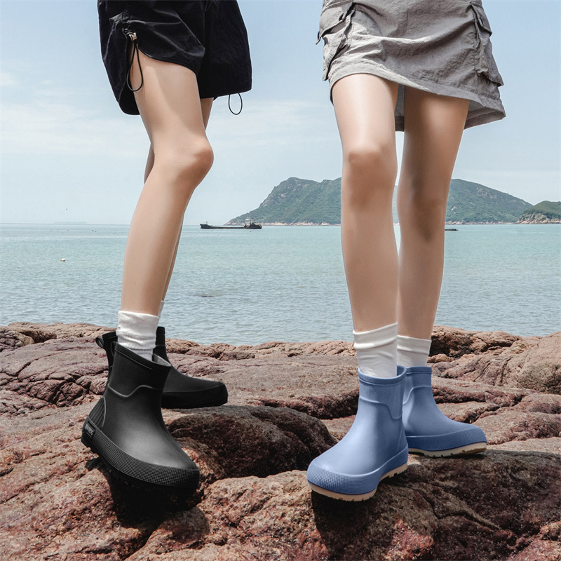 Ženske PVC čizme za kišu, vodootporne, protuklizna potplat, niski gležanj, slip-on