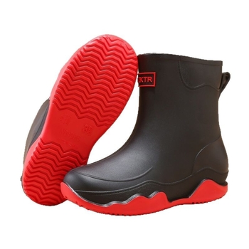 Cizme de ploaie pentru femei, de înălțime medie, impermeabile, talpă antiaderentă și rezistentă la uzură, construcție întărită, partea superioară din PVC, toc mic 1-3 cm, pentru toate cele patru sezoane