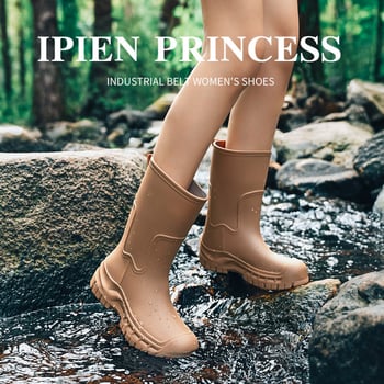 Cizme de ploaie din PVC pentru femei, impermeabile, gambă joasă, pull-on, funcțional outdoor