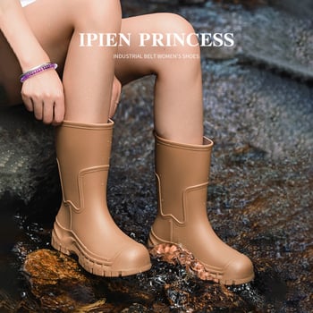 Cizme de ploaie din PVC pentru femei, impermeabile, gambă joasă, pull-on, funcțional outdoor